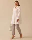 Büyük Beden Boncuk İşlemeli Düğmeli Tunik Gala-Xi