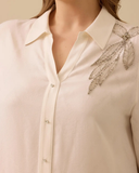 Büyük Beden Boncuk İşlemeli Düğmeli Tunik Gala-Xi