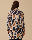 büyük beden desenli düğmeli tunik Gala-Xi