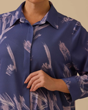 büyük beden desenli uzun kollu gömlek Gala-Xi