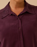 büyük beden çiçek i̇şlemeli düğmeli tunik Gala-Xi