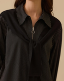 omuz bağlama detaylı çizgili tunik Scl