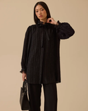 dokulu şifon fular detaylı tunik Scl