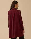 yaka aksesuarlı pile detaylı tunik Scl