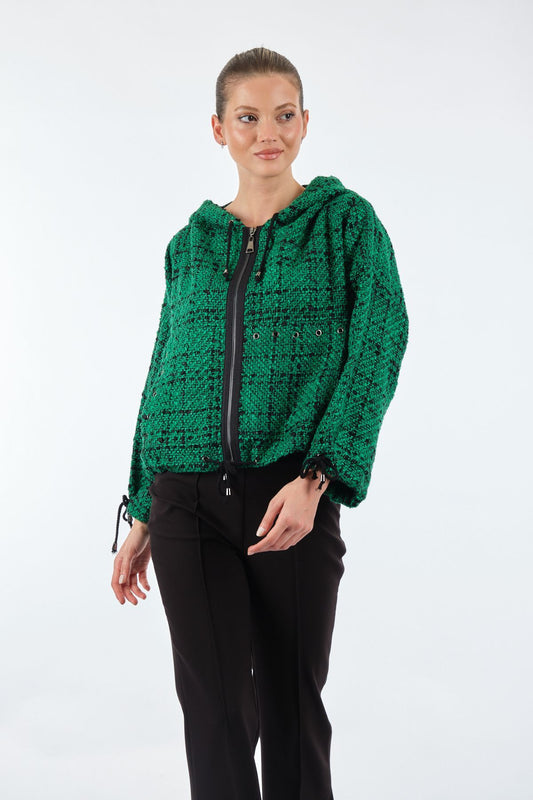 Unique Mode Oversize Kapüşonlu Crop Kadın Mont - Günlük Kullanım