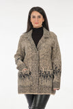 Vedi-bb Oversize Leopar Desenli Midi Kadın Ceket - Günlük Şıklık