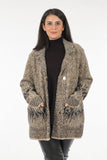 Vedi-bb Oversize Leopar Desenli Midi Kadın Ceket - Günlük Şıklık