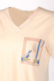 Vedi-bb Minimalist V Yaka Kısa Kol Kadın T-Shirt - Günlük Kombinleriniz İçin