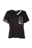 Vedi-bb Minimalist V Yaka Kısa Kol Kadın T-Shirt - Günlük Kombinleriniz İçin