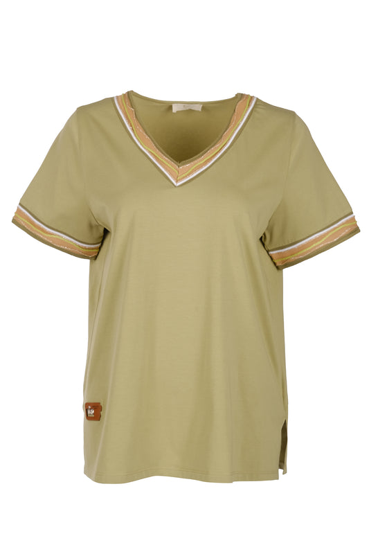 Vedi-bb Kadın Oversize V Yaka Minimalist T-Shirt - Kısa Kol