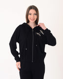 Vedi Oversize Kapüşonlu Crop Kadın Ceket - Günlük & Spor