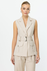 Beli Kemerli Kolsuz Yelek Ekol