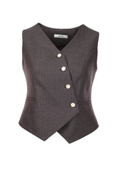 Ekol Minimalist V Yaka Kolsuz Crop Yelek - Günlük & İş Kombinleri İçin