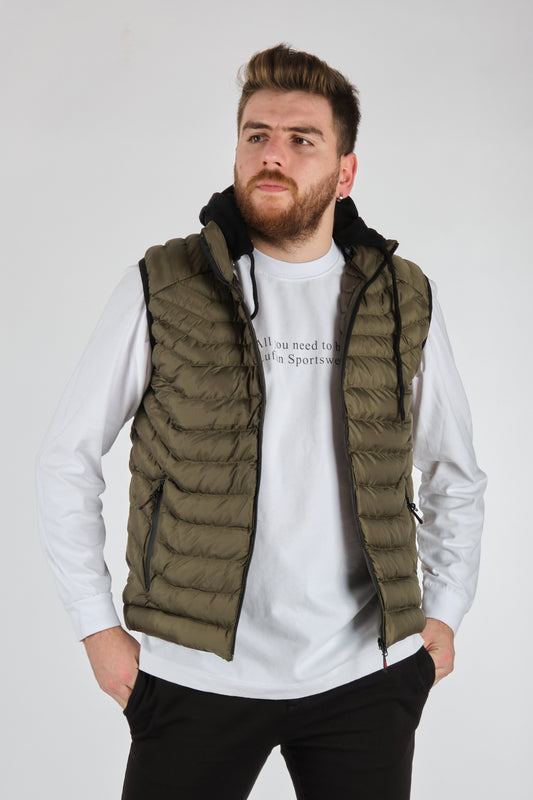 Rugu Erkek Kapüşonlu Oversize Şişme Yelek - Minimalist Tasarım