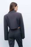 Nocturne Minimalist Crop Pantolon - Yüksek Bel, Düz Kesim, Midi Boy