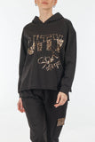 Ysatis Oversize Kapüşonlu Sweatshirt Takım - Leopar Desenli - Günlük
