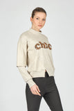 Ysatis Minimalist Leopar Desenli Oversize Uzun Kol Crop Kadın Bluz