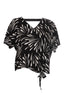 Ysatis Oversize V Yaka Kısa Kol Crop Bluz - Yazlık