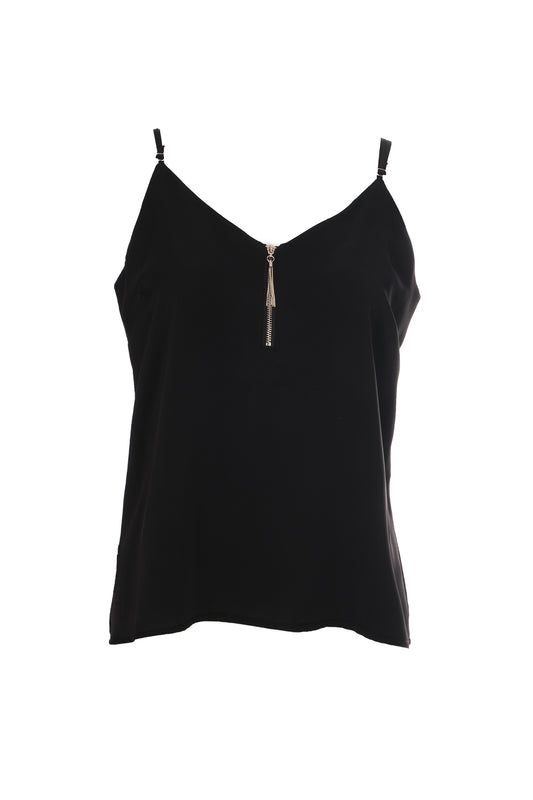 Ysatis V Yaka Fermuarlı Minimalist Crop Bluz - Günlük Şıklık