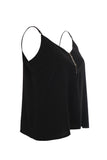 Ysatis V Yaka Fermuarlı Minimalist Crop Bluz - Günlük Şıklık
