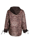 Ysatis Oversize Leopar Desenli Kapşonlu Kadın Ceket - Midi Boy