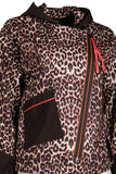 Ysatis Oversize Leopar Desenli Kapşonlu Kadın Ceket - Midi Boy