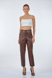 Ysatis Minimalist Deri Crop Pantolon - Yüksek Bel, Şık, Günlük & Gece