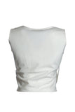 Ysatis V Yaka Kolsuz Saten Crop Bluz - Minimalist Tasarım