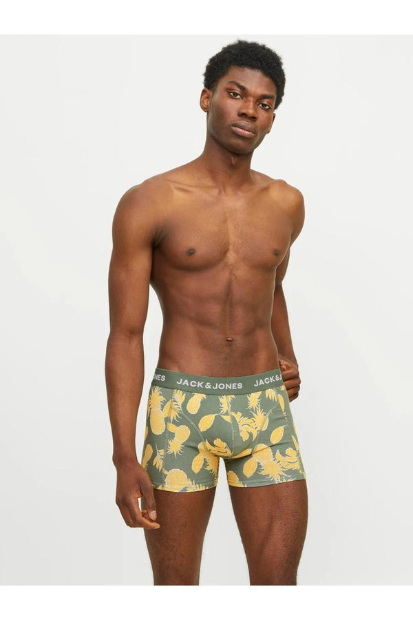 Jack&Jones Erkek Boxer 3'lü Set - Minimalist Ananas Desenli Rahat Boxer
