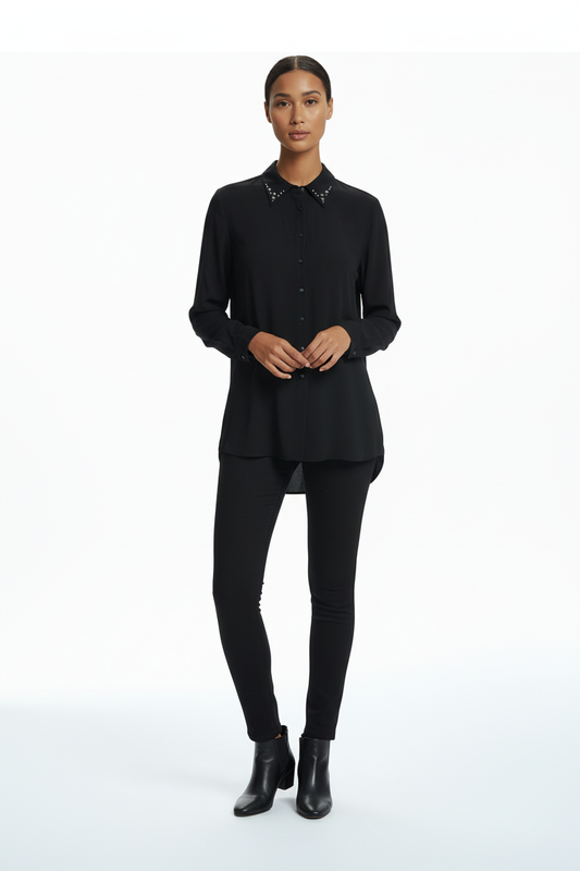 bağlama detaylı taş i̇şlemeli gömlek Scl