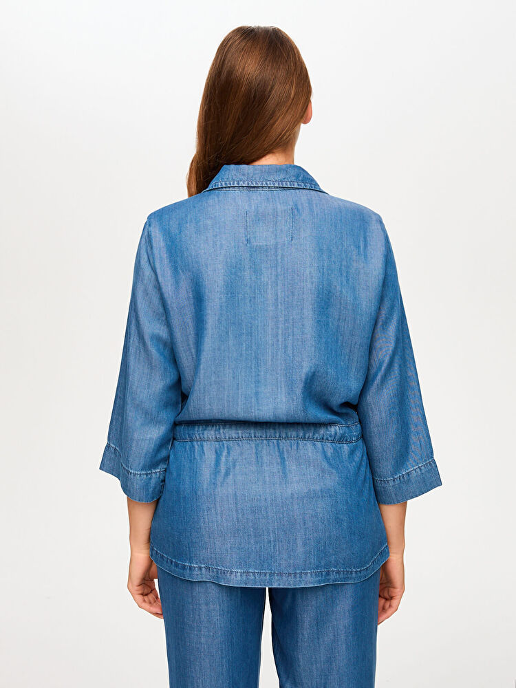 Beli Tünelli 3/4 Kol Liyoselli Jean Gömlek Faik Sönmez