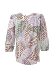 Canel 3/4 Kol Midi Bohemian Bluz - Yaprak Desenli Şifon Bluz