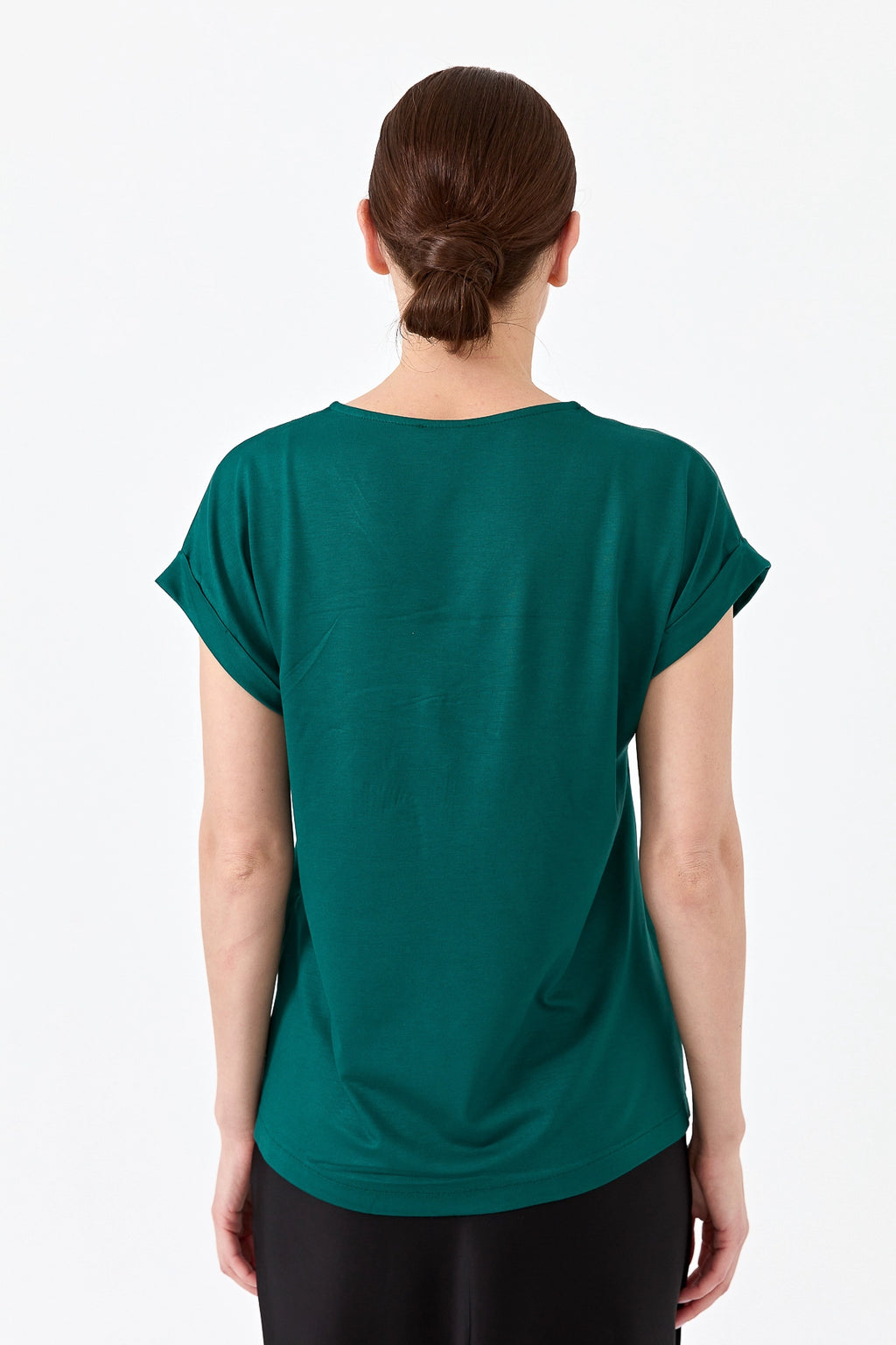Desen Minimalist V Yaka Kısa Kol Oversize Kadın Bluz - Günlük Şıklık