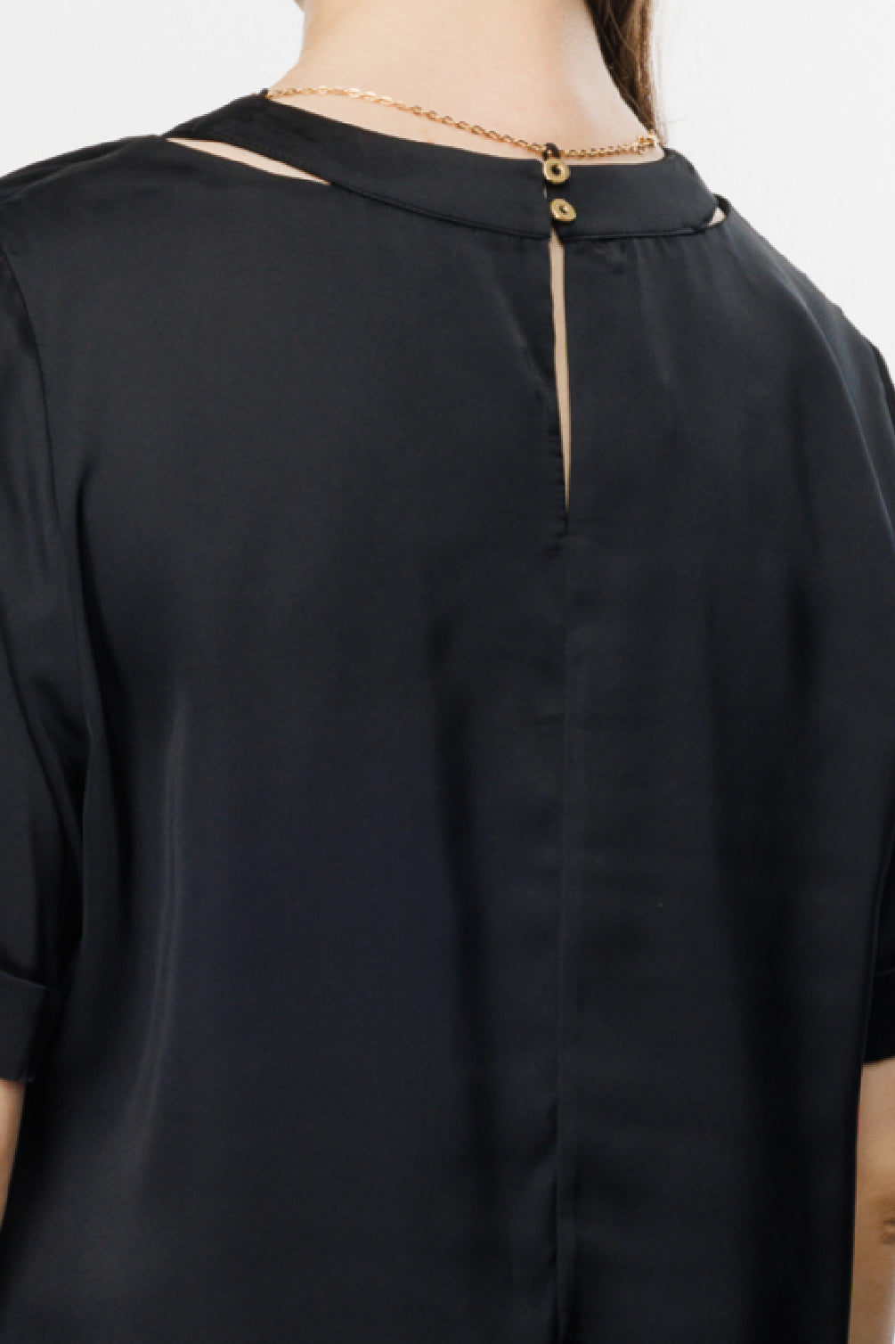 Ekol Oversize V Yaka Kadın Bluz - Minimalist Saten Günlük Bluz