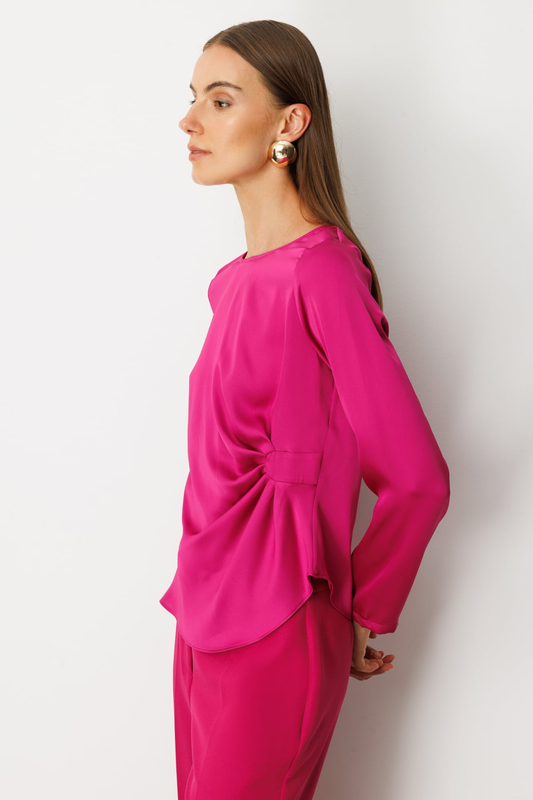 Ekol Önü Büzgülü Sıfır Yaka Bluz