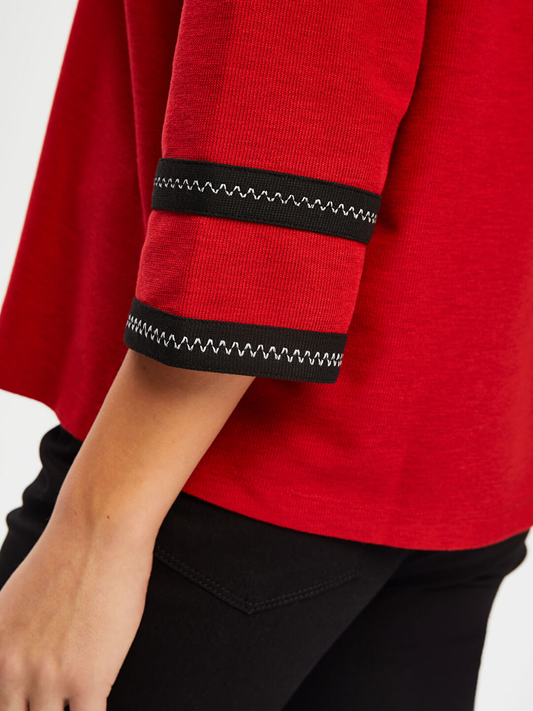 Zigzag Şeritli Polo Yaka Örme Bluz Faik Sönmez