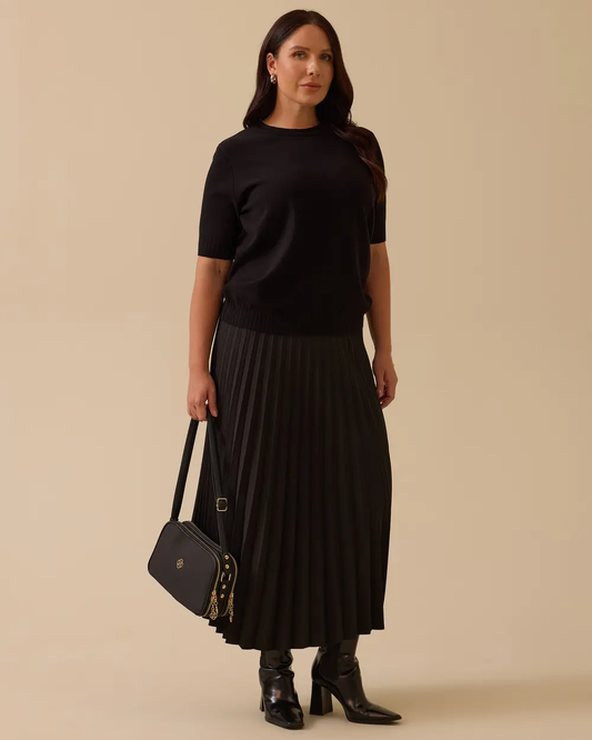 Bbüyük beden kısa kollu basic triko bluz Gala-Xi