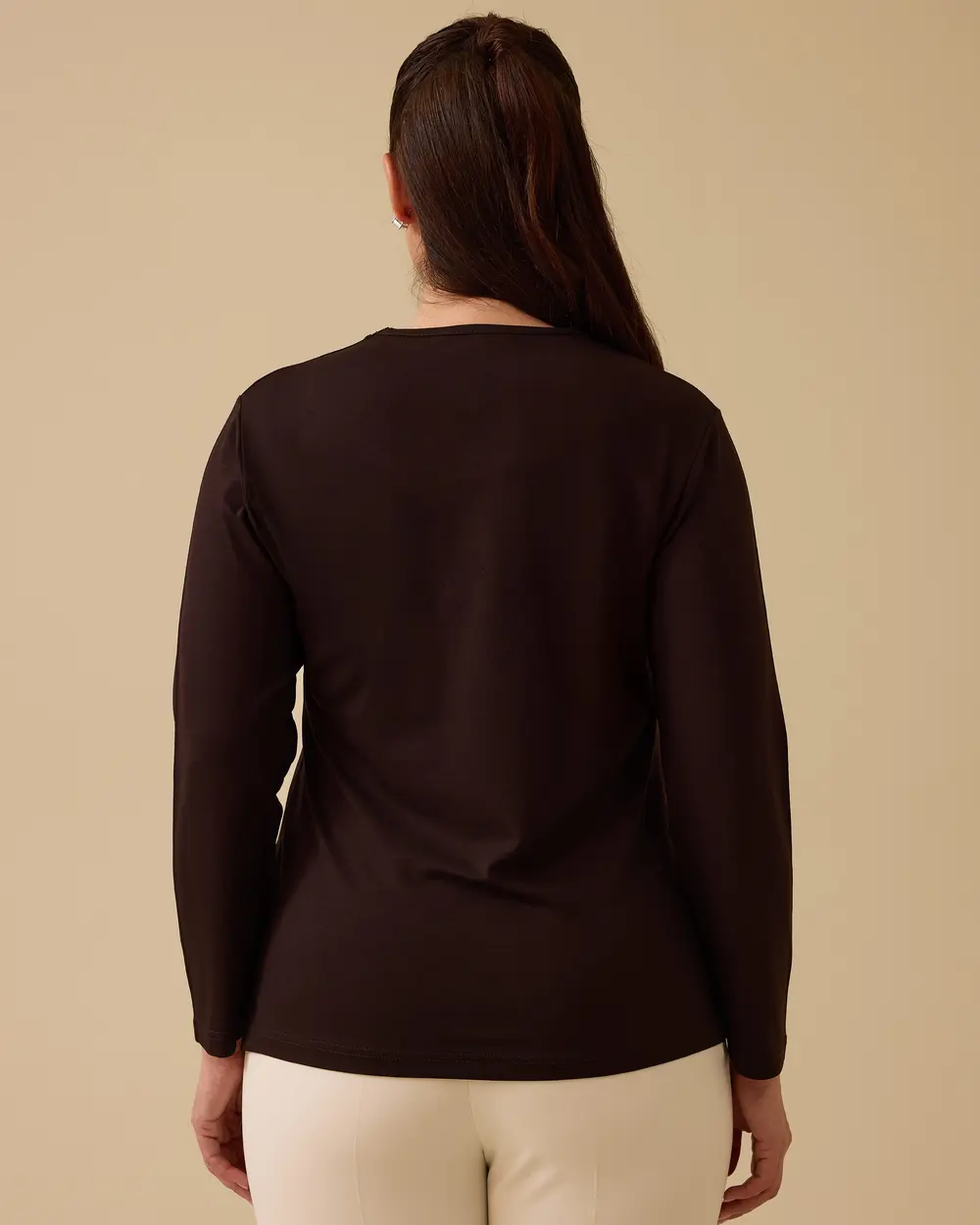 Büyük Beden V Yaka Taş Detaylı Bluz Gala-Xi