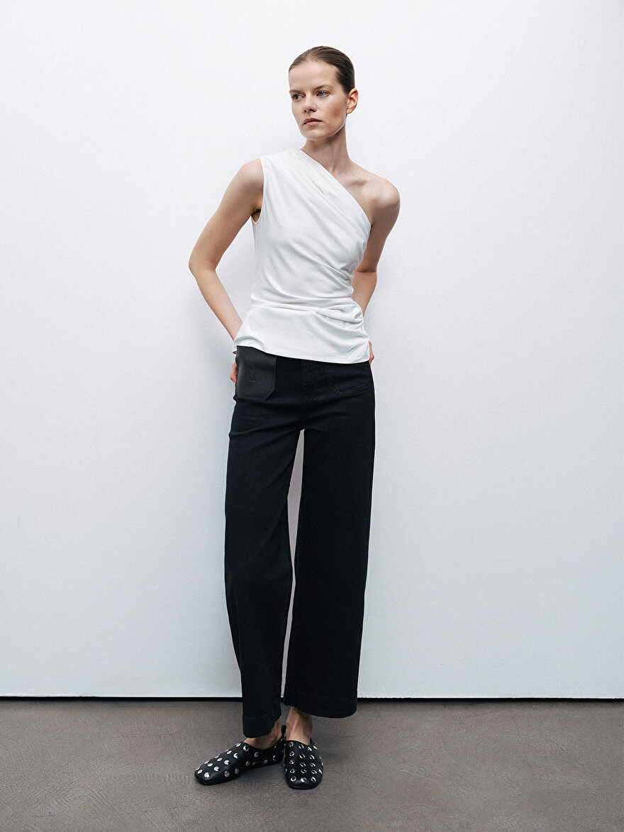 Nocturne Tek Omuz Crop Bluz - Minimalist Şıklık - Hemen Al! İkincil görsel