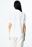 On Minimalist Oversize Kapak Yaka Kısa Kol Kadın Bluz - Günlük Stil