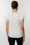 On Kadın Minimalist V Yaka Kısa Kol Bluz - Regular Fit