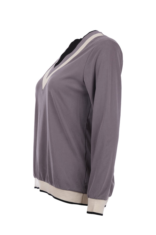 On Kadın V Yaka Uzun Kol Minimalist Bluz - Günlük Kombinleriniz İçin