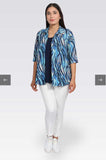 Tolga Saraçoğlu Kadın Bluz - Minimalist Zebra Desenli 3/4 Kol Oversize