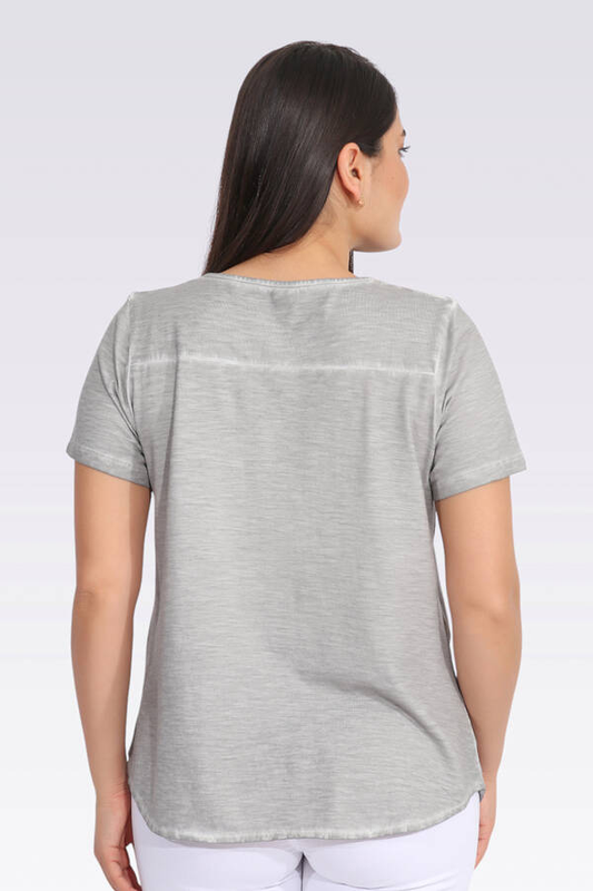 ÖRME GARNİLİ TAŞ DETAYLI YIKAMALI BLUZ Tolga Saraçoğlu