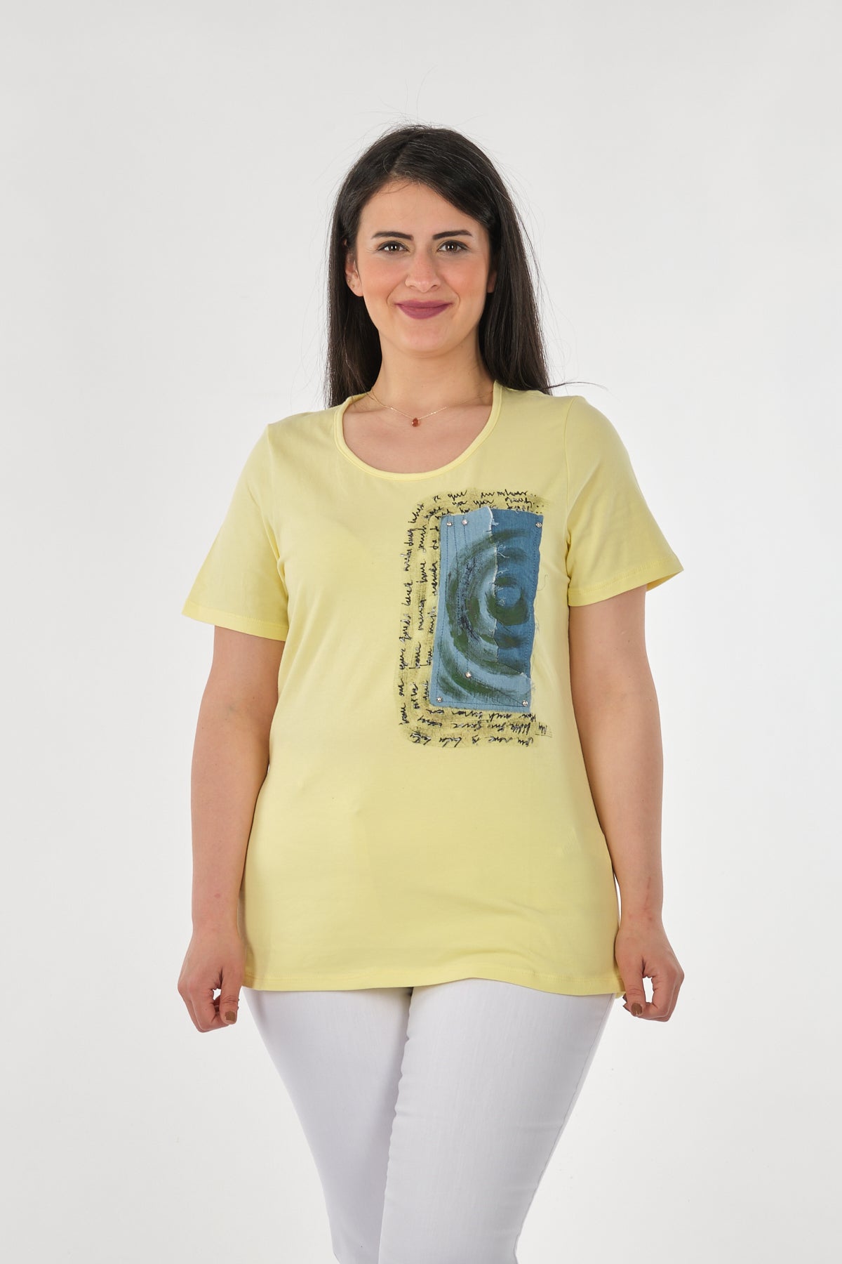 Vedi-bb Oversize Kısa Kol Minimalist Kadın Bluz - Günlük