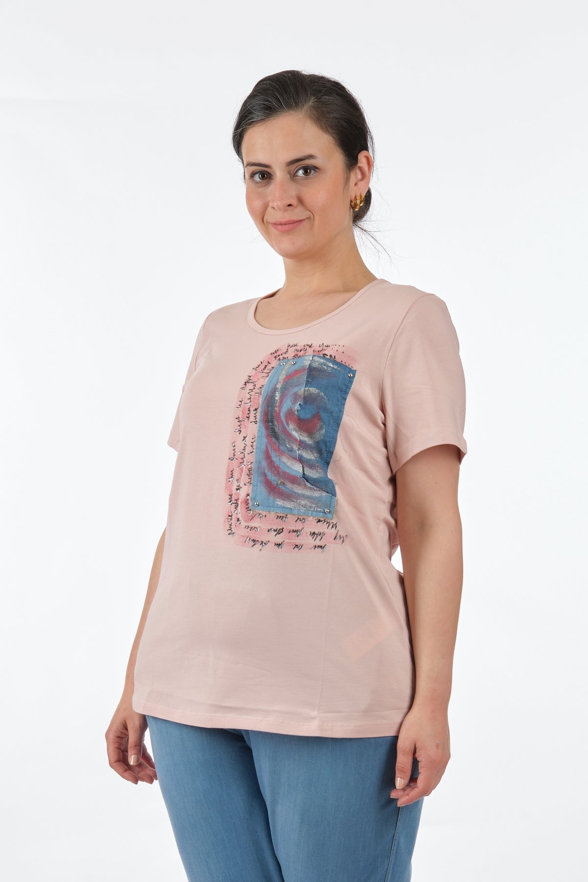 Vedi-bb Oversize Kısa Kol Minimalist Kadın Bluz - Günlük Translation missing: tr.content.product_image_secondary