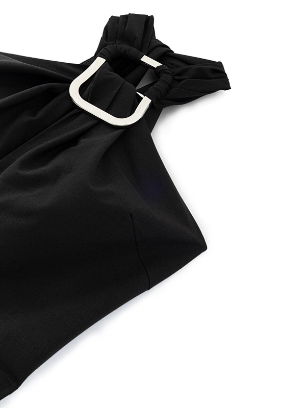 Nocturne Minimalist Halter Yaka Midi Elbise - Modern ve Şık