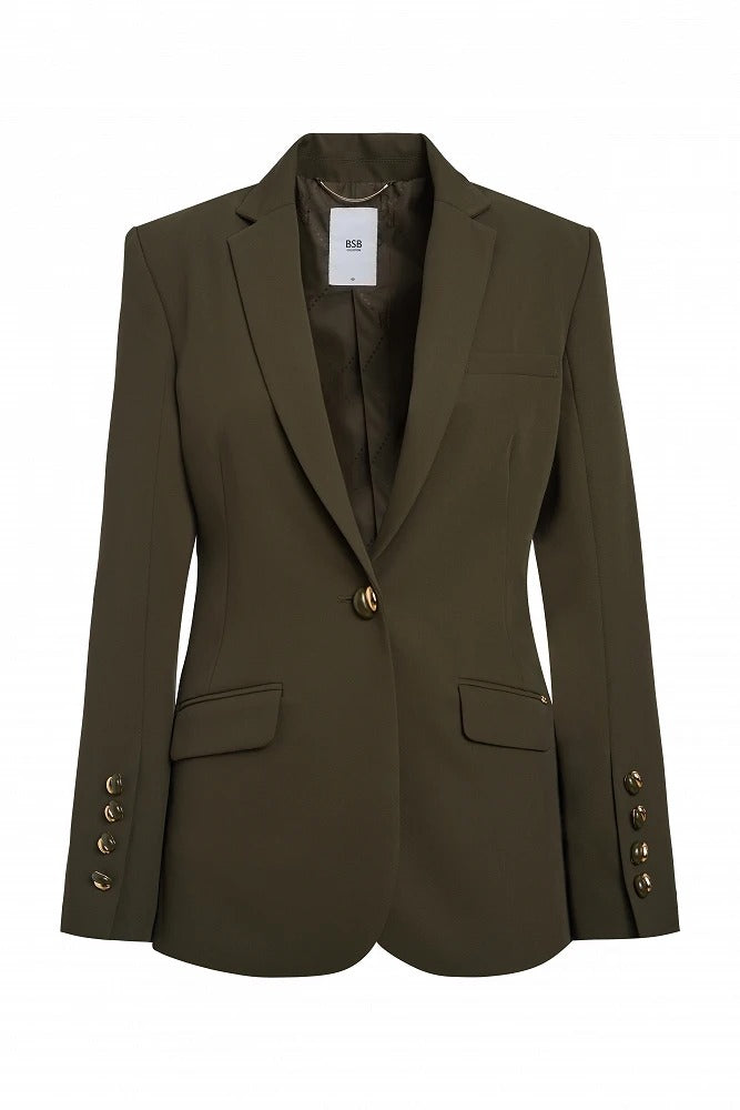 Bsb Kadın Normal Kesim Uzun Kollu Düğmeli Blazer Ceket