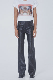 BSB Yüksek Bel Midi Deri Pantolon - Minimalist Stil