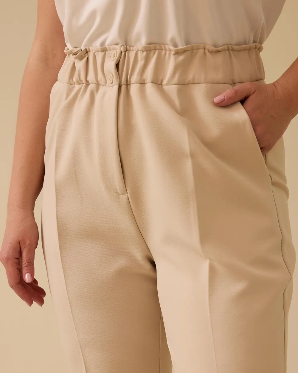 Büyük Beden Beli Büzgülü Duble Paça Pantolon Gala-Xi